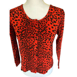 Victoria's Secret Women's Cardigan Top Sz XS Leopard Print Red Black Lightweight